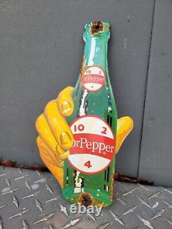Vintage Dr Pepper Porcelain Sign Gas Station Drink Soda Beverage Advertising Oil