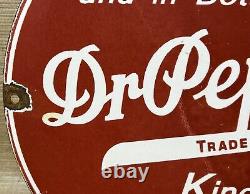 Vintage Dr Pepper Porcelain Sign Gas Station Pump Plate Coca Cola Dew Pepsi Oil