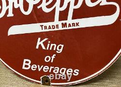 Vintage Dr Pepper Porcelain Sign Gas Station Pump Plate Coca Cola Dew Pepsi Oil