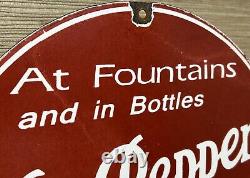 Vintage Dr Pepper Porcelain Sign Gas Station Pump Plate Coca Cola Dew Pepsi Oil
