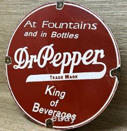 Vintage Dr Pepper Porcelain Sign Gas Station Pump Plate Coca Cola Dew Pepsi Oil