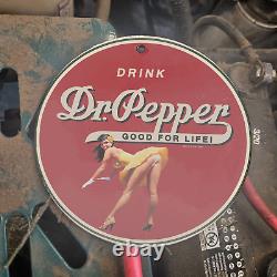 Vintage Drink Dr. Pepper Porcelain Gas Oil 4.5 Sign