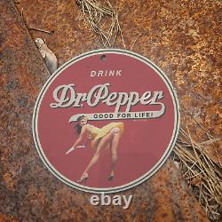 Vintage Drink Dr. Pepper Porcelain Gas Oil 4.5 Sign