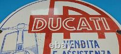 Vintage Ducati Porcelain Automotive Motorcycle Gas Oil Vendita Assistenza Sign