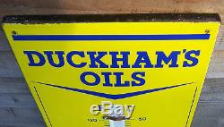 Vintage Duckhams Oil Enamel Sign Thermometer. Vintage Garage. Enamel Sign