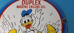 Vintage Duplex Marine Engine Oil Porcelain Gas Pump Service Station Sign