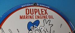 Vintage Duplex Marine Engine Oil Porcelain Gas Pump Service Station Sign