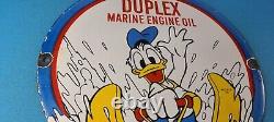 Vintage Duplex Marine Engine Oil Porcelain Gas Pump Service Station Sign