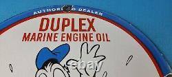 Vintage Duplex Marine Engine Oil Porcelain Gas Pump Service Station Sign