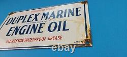 Vintage Duplex Marine Porcelain Gasoline Service Station Engine Pump Plate Sign