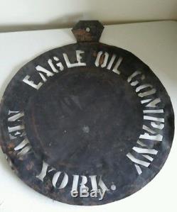 Vintage EAGLE OIL NEW YORK BRASS OIL BARREL STENCIL