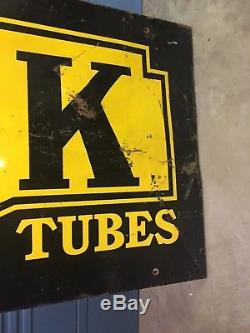 Vintage Early Fisk Tire Gas Oil Sign, Original, Rare, Gas oil, Litho, advertising