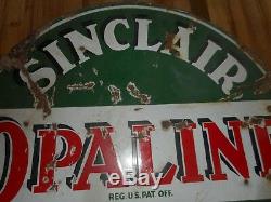 Vintage Early RARE Sinclair Opaline 24 Round Porcelain Motor Oil Lollipop SIGN