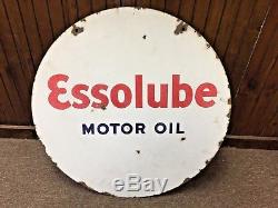 Vintage Esso 30 Double Sided Gas Station Porcelain Sign Motor Oil