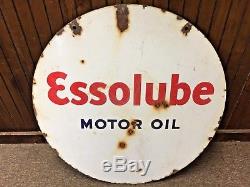 Vintage Esso 30 Double Sided Gas Station Porcelain Sign Motor Oil