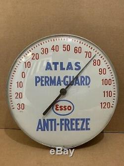 Vintage Esso Anti Freeze Thermometer Atlas Gas Oil Sign Perma Guard Garage Bar