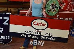 Vintage Esso Carter sign Tin wood frame backing rare 1950's Gas Station Oil Adv