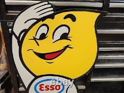 Vintage Esso Gas Oil Drop Man Wood Cut Out Sign Large 46