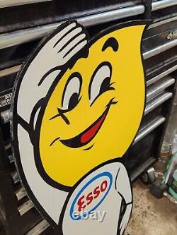Vintage Esso Gas Oil Drop Man Wood Cut Out Sign Large 46