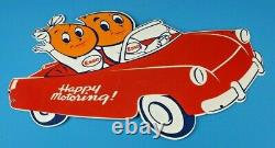 Vintage Esso Gasoline Oil Drop Boy Girl Porcelain Gas Automobile Large Car Sign