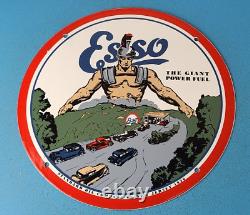 Vintage Esso Gasoline Porcelain Enamel Gas Oil Service Station Pump Plate Sign