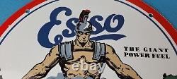 Vintage Esso Gasoline Porcelain Enamel Gas Oil Service Station Pump Plate Sign
