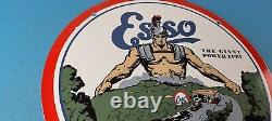 Vintage Esso Gasoline Porcelain Enamel Gas Oil Service Station Pump Plate Sign