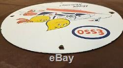 Vintage Esso Gasoline Porcelain Gas Outboard Engine Oil Service Pump Plate Sign
