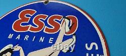 Vintage Esso Gasoline Porcelain Marine Grease Service Station Pump Plate Sign