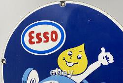 Vintage Esso Gasoline Porcelain Sign Gas Oil Pump Plate Oil Service Station