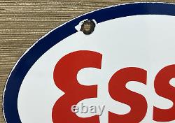 Vintage Esso Gasoline Porcelain Sign Gas Station Pump Plate Motor Oil Service