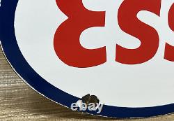Vintage Esso Gasoline Porcelain Sign Gas Station Pump Plate Motor Oil Service