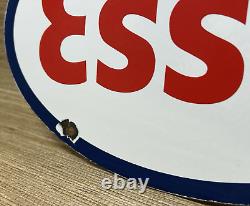 Vintage Esso Gasoline Porcelain Sign Gas Station Pump Plate Motor Oil Service