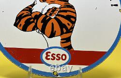 Vintage Esso Gasoline Porcelain Sign Put A Tiger In Your Tank Gas Oil Pump Plate
