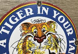 Vintage Esso Gasoline Porcelain Sign Put A Tiger In Your Tank Gas Oil Pump Plate