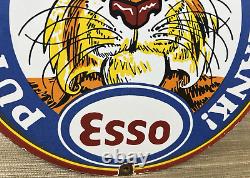 Vintage Esso Gasoline Porcelain Sign Put A Tiger In Your Tank Gas Oil Pump Plate