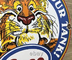 Vintage Esso Gasoline Porcelain Sign Put A Tiger In Your Tank Gas Oil Pump Plate