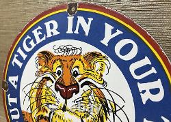 Vintage Esso Gasoline Porcelain Sign Put A Tiger In Your Tank Gas Oil Pump Plate