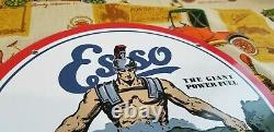 Vintage Esso Gasoline Porcelain Standard Oil Co Gas Service Station Pump Ad Sign