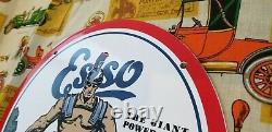 Vintage Esso Gasoline Porcelain Standard Oil Co Gas Service Station Pump Ad Sign