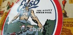 Vintage Esso Gasoline Porcelain Standard Oil Co Gas Service Station Pump Ad Sign