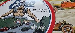 Vintage Esso Gasoline Porcelain Standard Oil Gas Service Station Pump Ad Sign