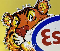 Vintage Esso Gasoline Porcelain Tiger Sign Gas Station Pump Plate Humble Oil