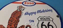 Vintage Esso Gasoline Porcelain Us Route 66 Gas Tiger Service Station Pump Sign