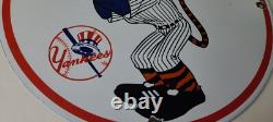 Vintage Esso Gasoline Sign Advertising Gas Pump Yankee Baseball Porcelain Sign