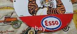Vintage Esso Gasoline Sign Porcelain Advertisement Collection Gas Pump Sign