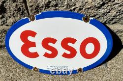 Vintage Esso Gasoline Sign Tiger Gas Service Station Auto Porcelain Sign