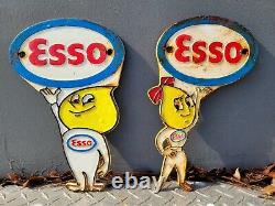 Vintage Esso Metal Sign Cast Iron Motor Oil Drop Boy USA Gas Station Oil Service