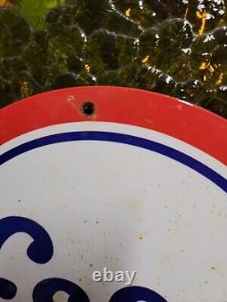 Vintage Esso Porcelain Sign Car Motor Oil Gas Station Service Pump Plate Lube