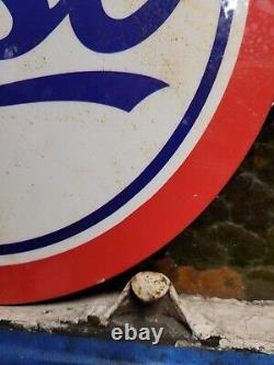 Vintage Esso Porcelain Sign Car Motor Oil Gas Station Service Pump Plate Lube